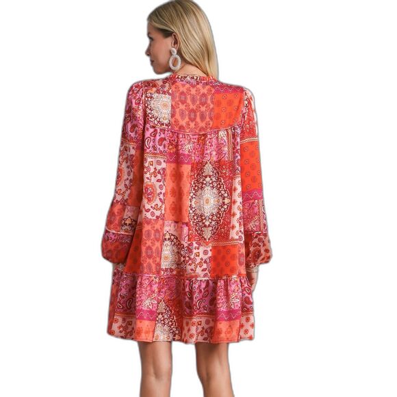 UMGEE NWT Boho Patchwork Dress Western Cowgirl Chic Festival Retro Gypsy Vibes - Picture 4 of 9